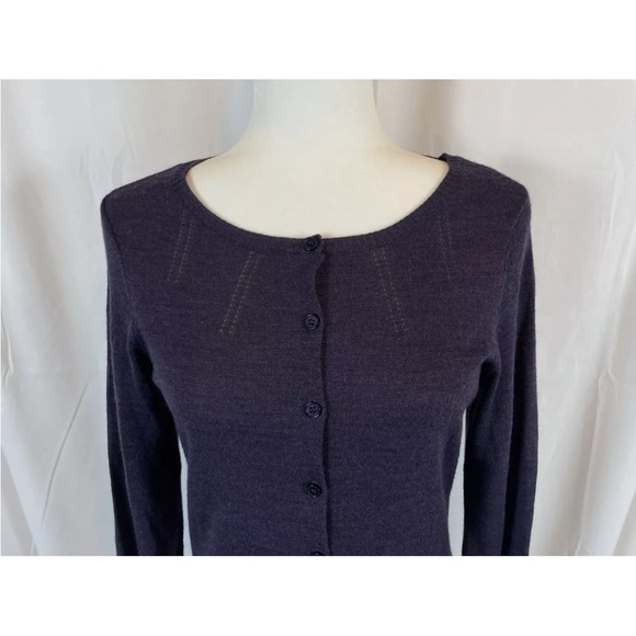The Limited Womens Sweater Cardigan Purple M Wool Blend Button Up Lightweight - Picture 4 of 13